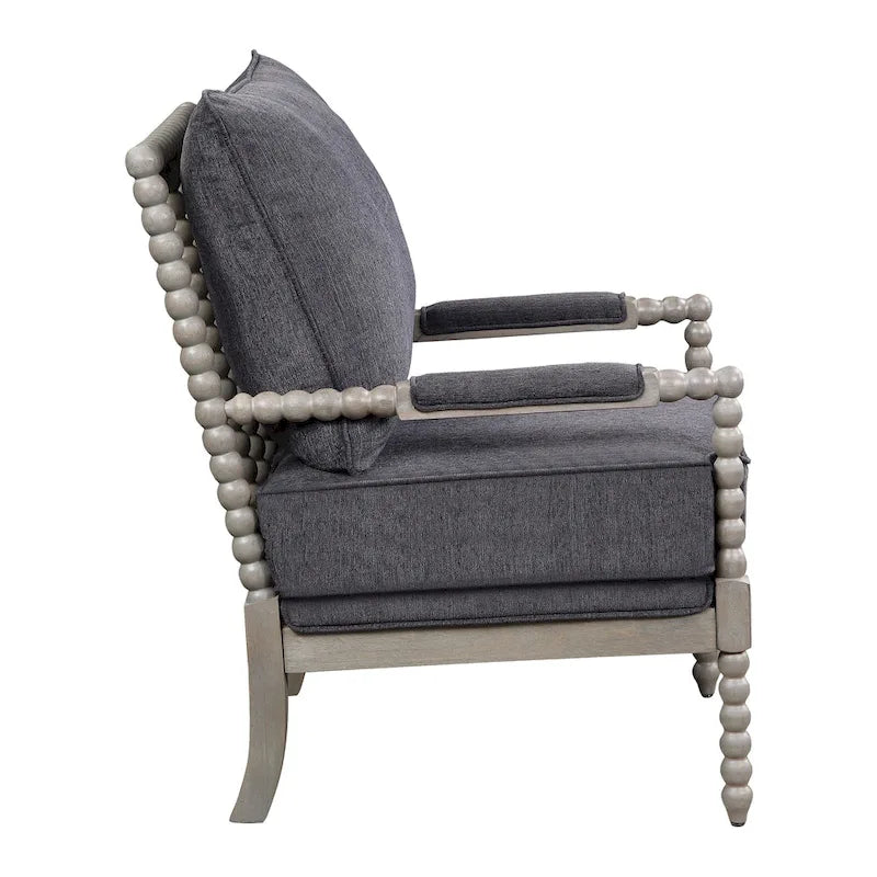 Fauteuil à fuseaux de style maison de campagne, fauteuil d’appoint rembourré en lin