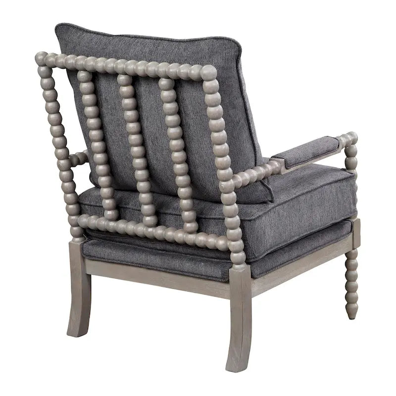 Fauteuil à fuseaux de style maison de campagne, fauteuil d’appoint rembourré en lin