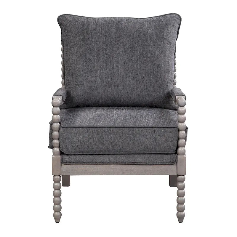 Fauteuil à fuseaux de style maison de campagne, fauteuil d’appoint rembourré en lin
