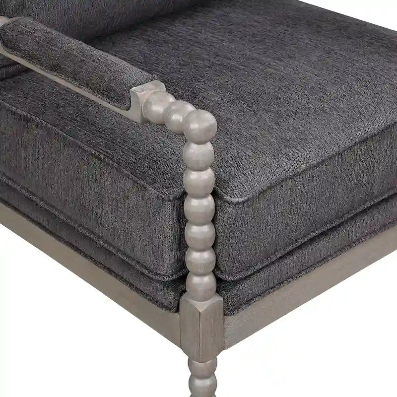 Fauteuil à fuseaux de style maison de campagne, fauteuil d’appoint rembourré en lin