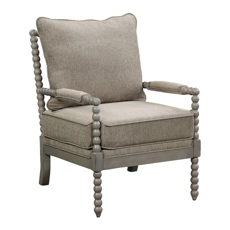 Fauteuil à fuseaux de style maison de campagne, fauteuil d’appoint rembourré en lin