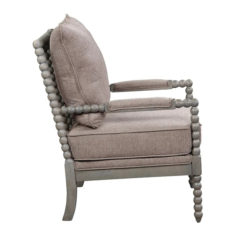 Fauteuil à fuseaux de style maison de campagne, fauteuil d’appoint rembourré en lin