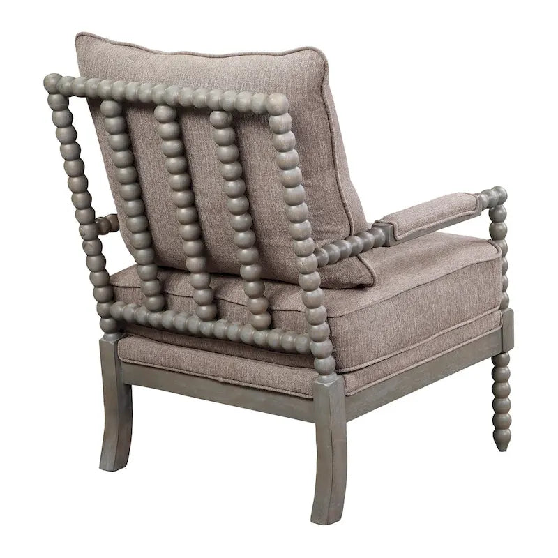 Fauteuil à fuseaux de style maison de campagne, fauteuil d’appoint rembourré en lin