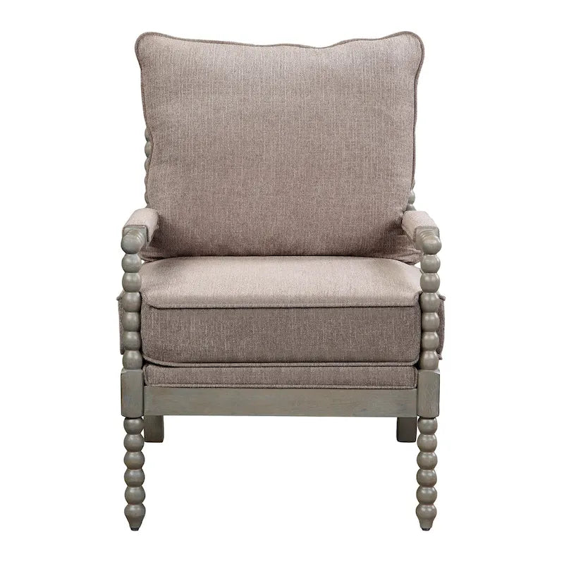 Fauteuil à fuseaux de style maison de campagne, fauteuil d’appoint rembourré en lin
