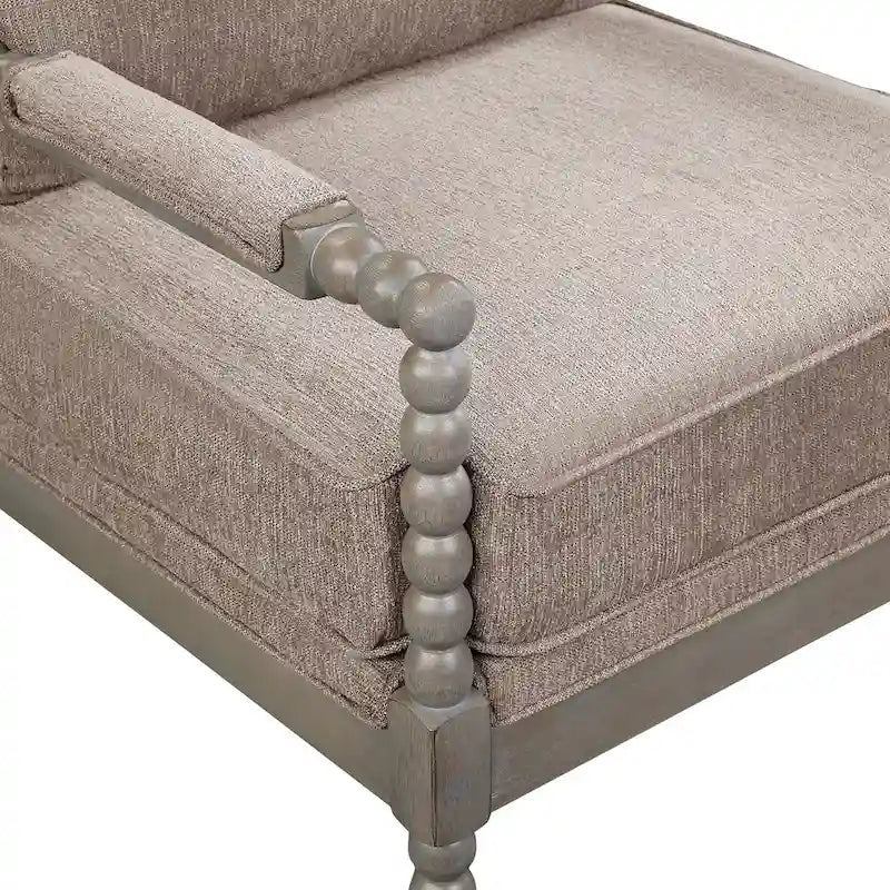 Fauteuil à fuseaux de style maison de campagne, fauteuil d’appoint rembourré en lin