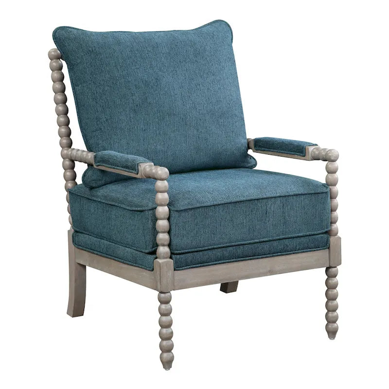 Fauteuil à fuseaux de style maison de campagne, fauteuil d’appoint rembourré en lin