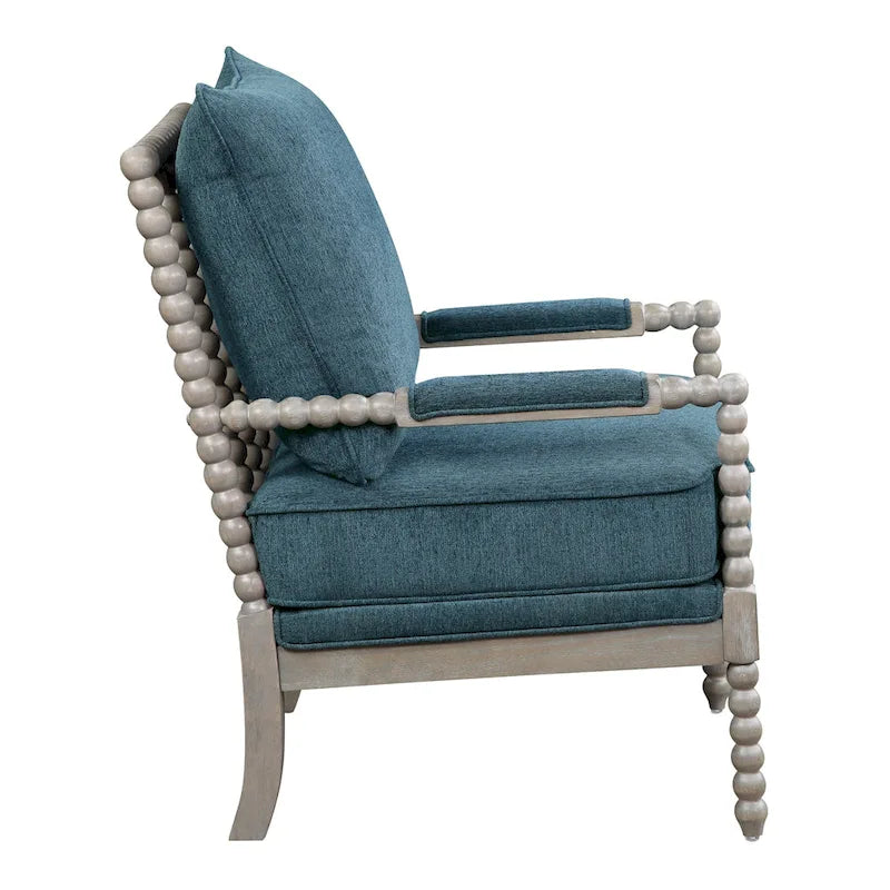 Fauteuil à fuseaux de style maison de campagne, fauteuil d’appoint rembourré en lin