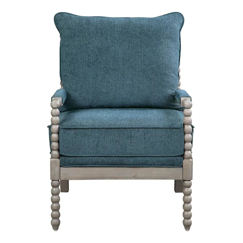 Fauteuil à fuseaux de style maison de campagne, fauteuil d’appoint rembourré en lin