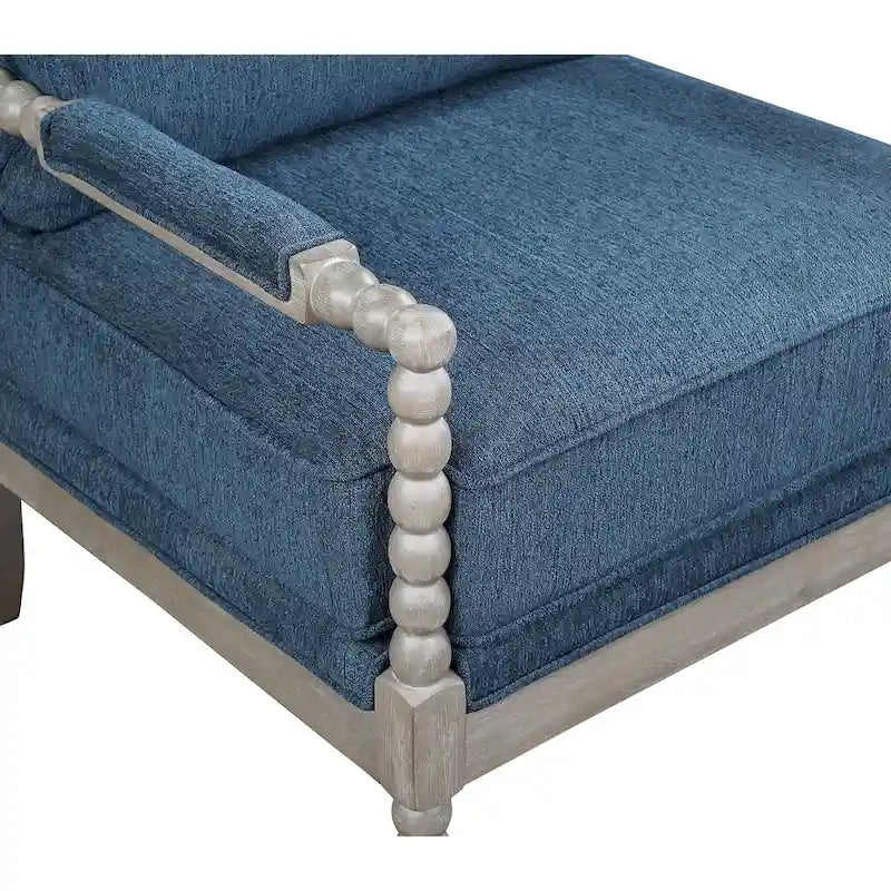 Fauteuil à fuseaux de style maison de campagne, fauteuil d’appoint rembourré en lin