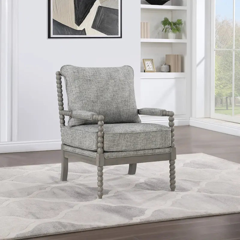 Fauteuil à fuseaux de style maison de campagne, fauteuil d’appoint rembourré en lin