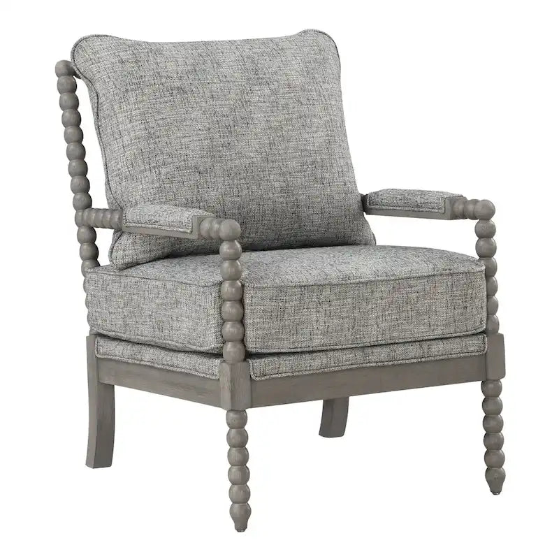 Fauteuil à fuseaux de style maison de campagne, fauteuil d’appoint rembourré en lin