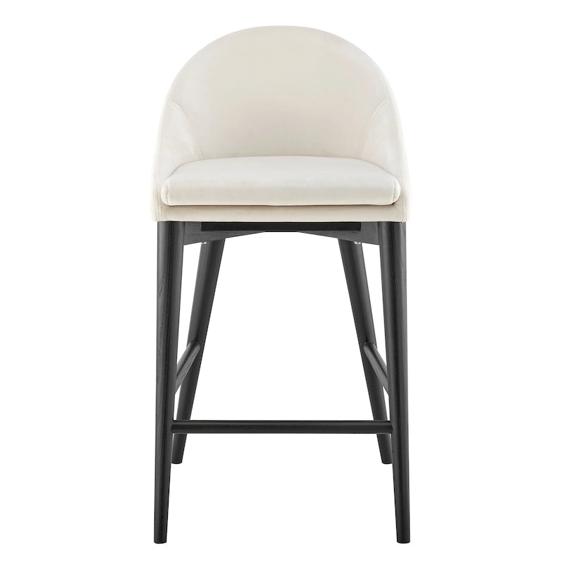 Tresenhocker in Beige mit mattschwarzen Beinen - 1er-Set