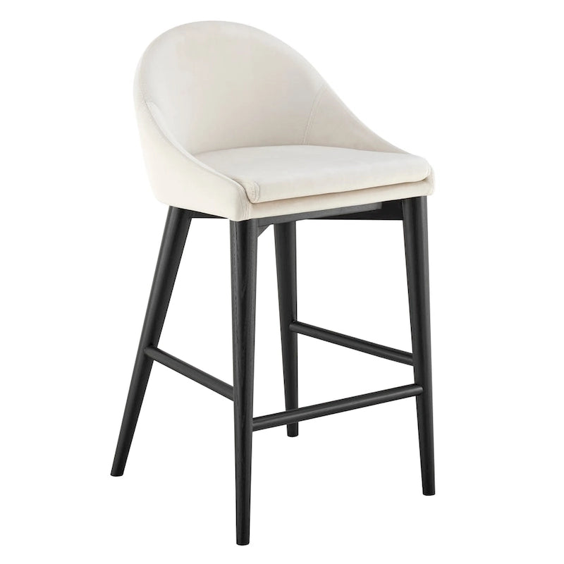 Tresenhocker in Beige mit mattschwarzen Beinen - 1er-Set