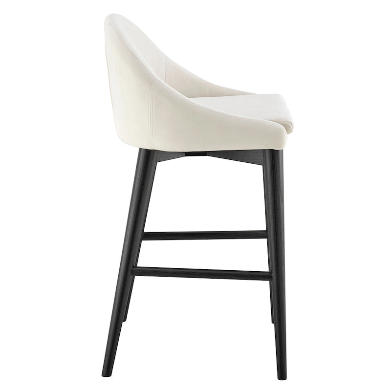 Tresenhocker in Beige mit mattschwarzen Beinen - 1er-Set