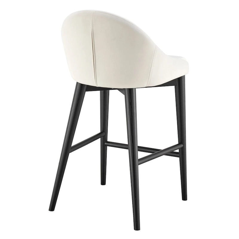 Tresenhocker in Beige mit mattschwarzen Beinen - 1er-Set