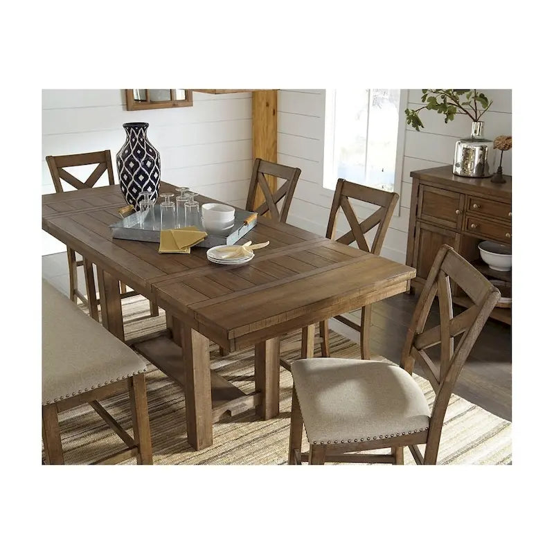 Mesa extensible de altura de barra - marrón grisáceo - 36 W x 86 D x 36 H