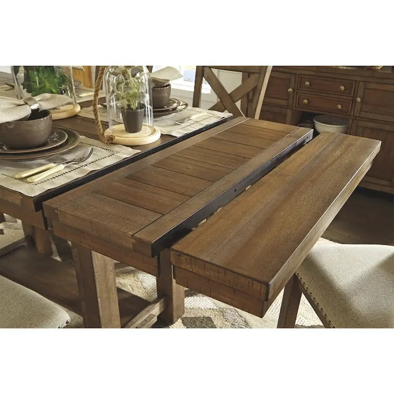 Mesa extensible de altura de barra - marrón grisáceo - 36 W x 86 D x 36 H