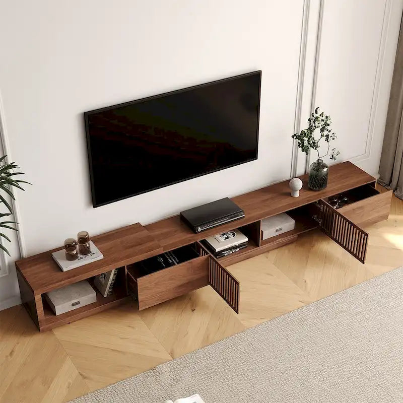 Moderner ausziehbarer und verlängerbarer TV-Ständer mit 4 Schubladen, für bis zu 103 Zoll - 78.54D x 15.74W x 13.78H