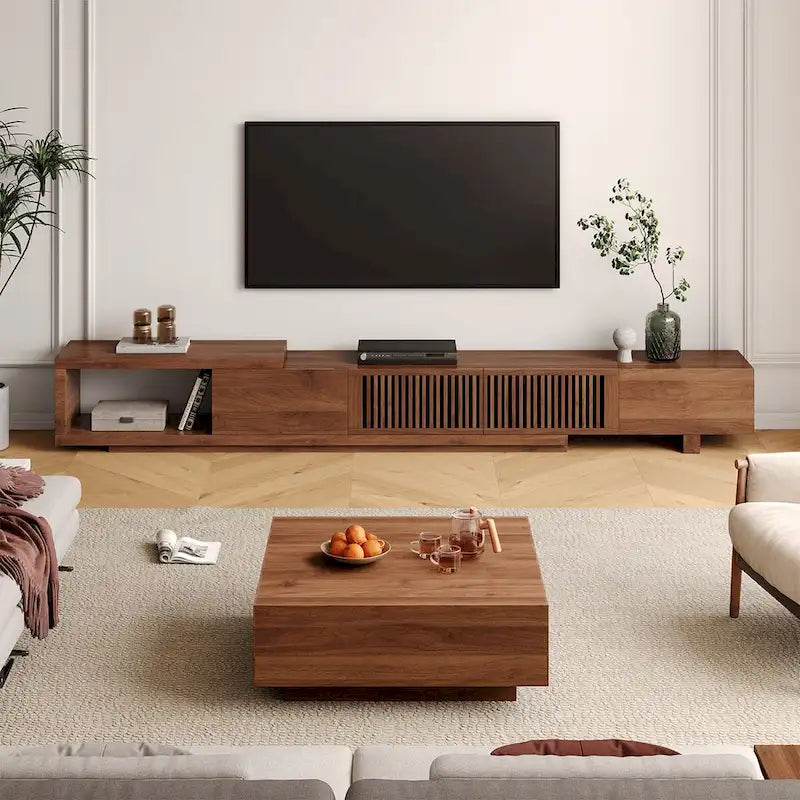 Moderner ausziehbarer und verlängerbarer TV-Ständer mit 4 Schubladen, für bis zu 103 Zoll - 78.54D x 15.74W x 13.78H