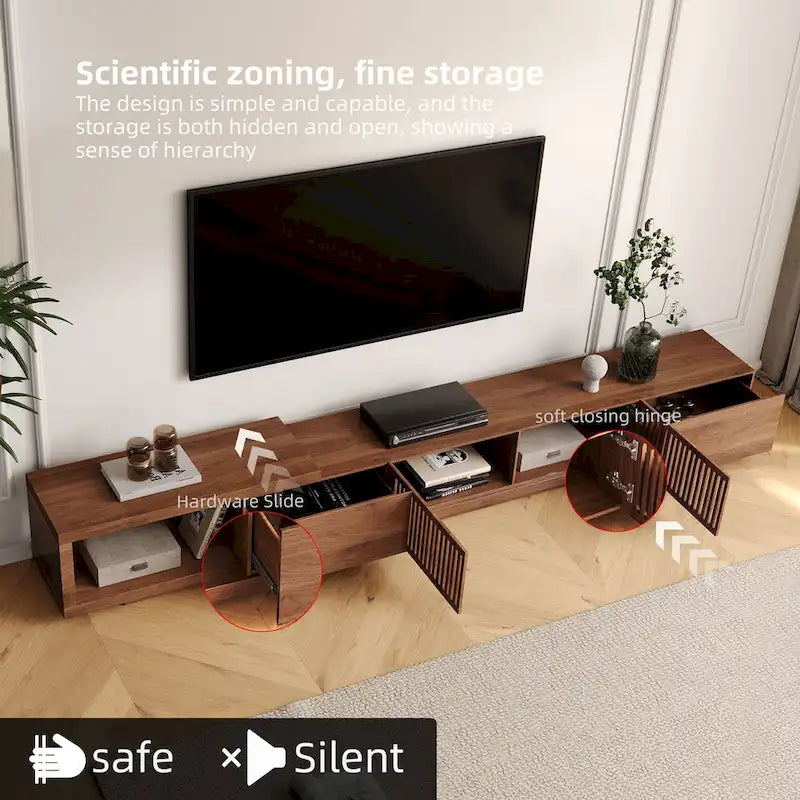 Moderner ausziehbarer und verlängerbarer TV-Ständer mit 4 Schubladen, für bis zu 103 Zoll - 78.54D x 15.74W x 13.78H