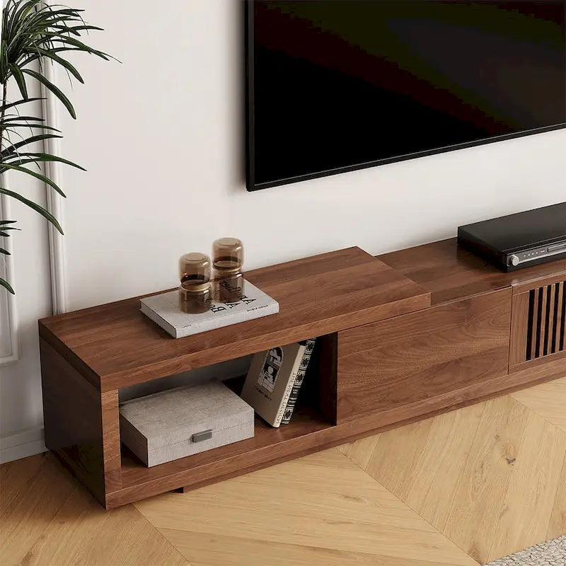 Moderner ausziehbarer und verlängerbarer TV-Ständer mit 4 Schubladen, für bis zu 103 Zoll - 78.54D x 15.74W x 13.78H