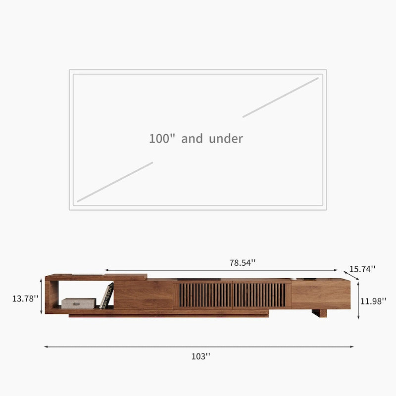 Moderner ausziehbarer und verlängerbarer TV-Ständer mit 4 Schubladen, für bis zu 103 Zoll - 78.54D x 15.74W x 13.78H