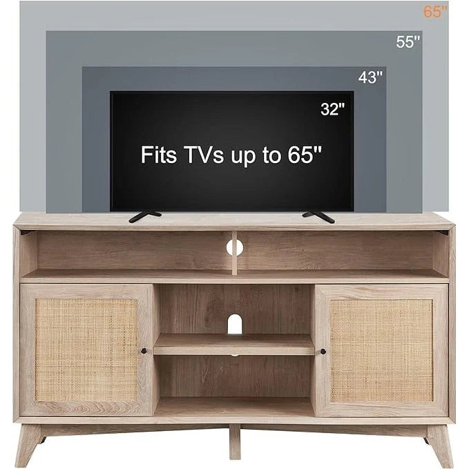 Mueble para TV moderno de mediados de siglo, centro de entretenimiento alto, consola para TV