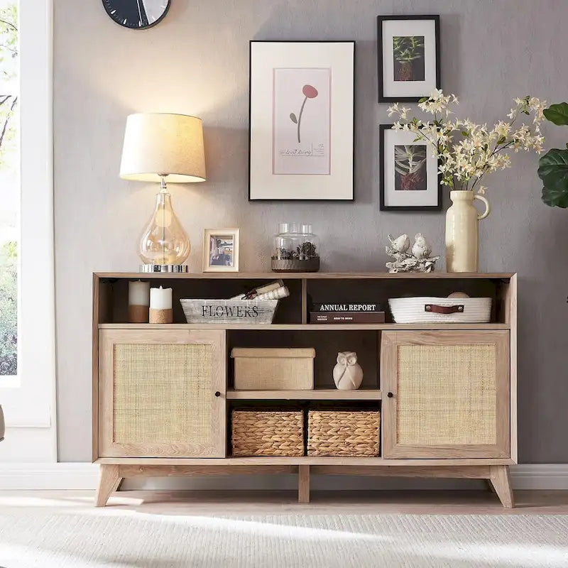 TV-Ständer im Mid-Century-Modern-Stil, hohes Entertainment-Center, TV-Konsole