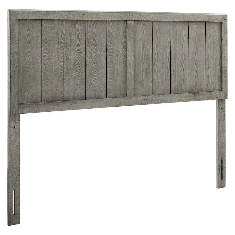 Cabecero de madera gris tamaño queen, estilo campestre