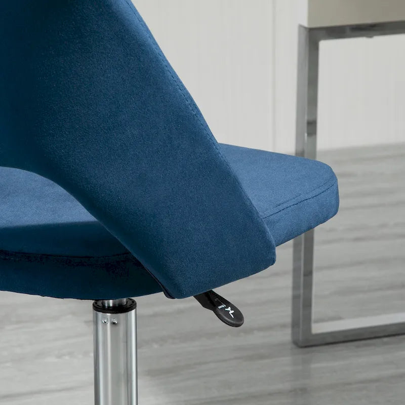 Silla de oficina moderna de respaldo medio con tela de terciopelo, silla giratoria de escritorio para computadora sin brazos