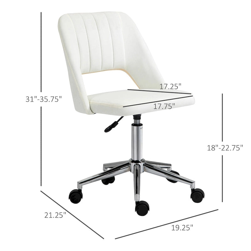 Silla de oficina moderna de respaldo medio con tela de terciopelo, silla giratoria de escritorio para computadora sin brazos