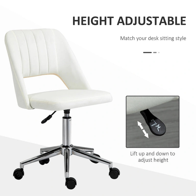 Silla de oficina moderna de respaldo medio con tela de terciopelo, silla giratoria de escritorio para computadora sin brazos