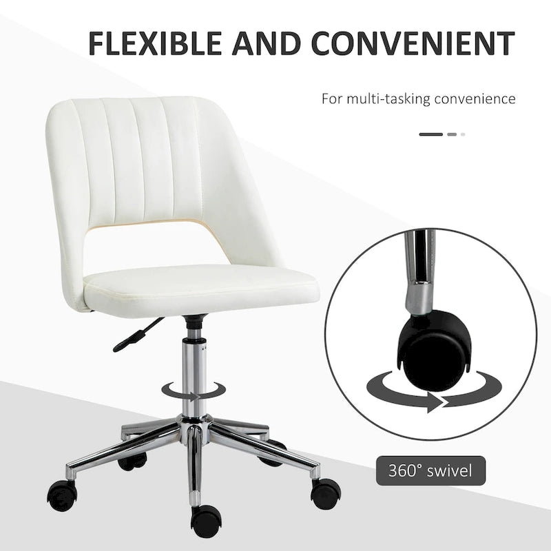 Silla de oficina moderna de respaldo medio con tela de terciopelo, silla giratoria de escritorio para computadora sin brazos