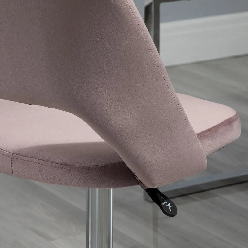 Silla de oficina moderna de respaldo medio con tela de terciopelo, silla giratoria de escritorio para computadora sin brazos