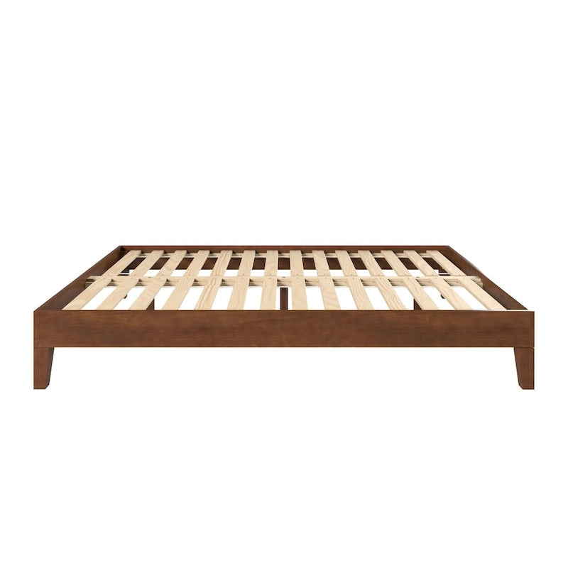 Minimalistisches Plattformbettgestell aus Holz, Größe Twin, niedriges Profil, ohne Kopfteil