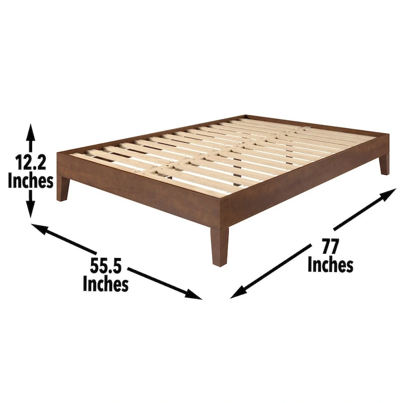 Minimalistisches Plattformbettgestell aus Holz, Größe Twin, niedriges Profil, ohne Kopfteil