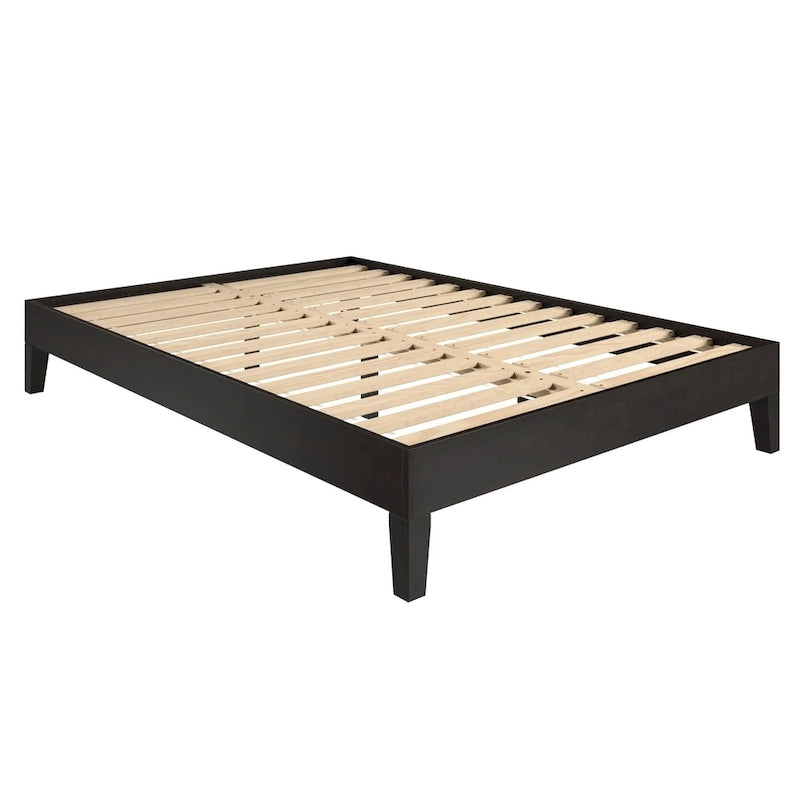 Minimalistisches Plattformbettgestell aus Holz, Größe Twin, niedriges Profil, ohne Kopfteil