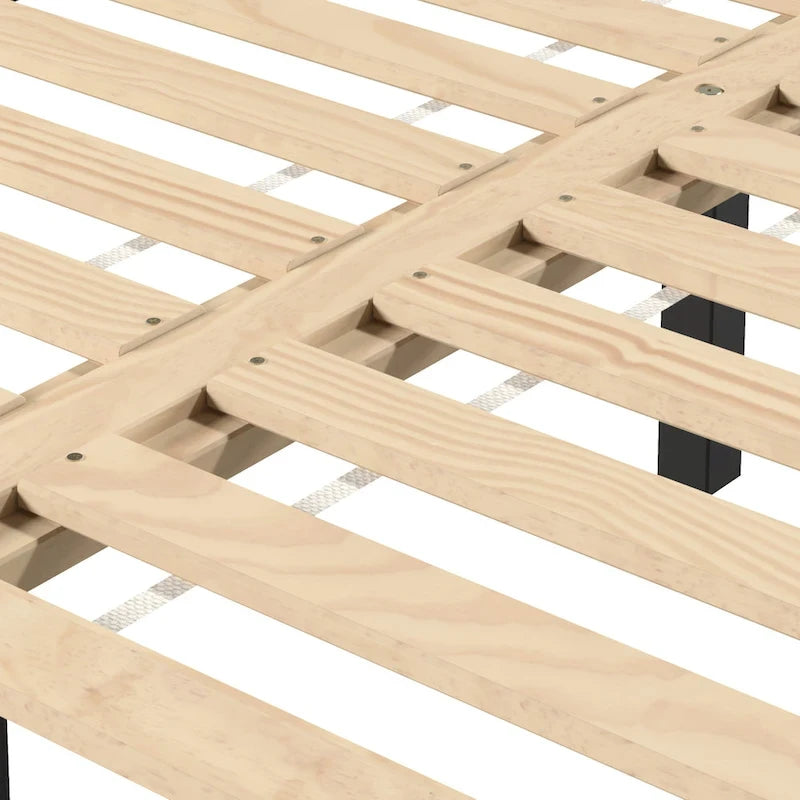 Minimalistisches Plattformbettgestell aus Holz, Größe Twin, niedriges Profil, ohne Kopfteil