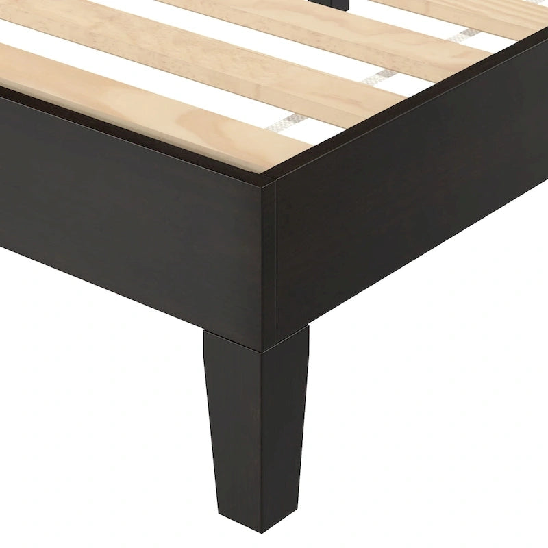 Minimalistisches Plattformbettgestell aus Holz, Größe Twin, niedriges Profil, ohne Kopfteil