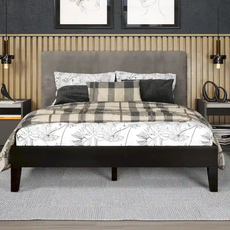 Minimalistisches Plattformbettgestell aus Holz, Größe Twin, niedriges Profil, ohne Kopfteil