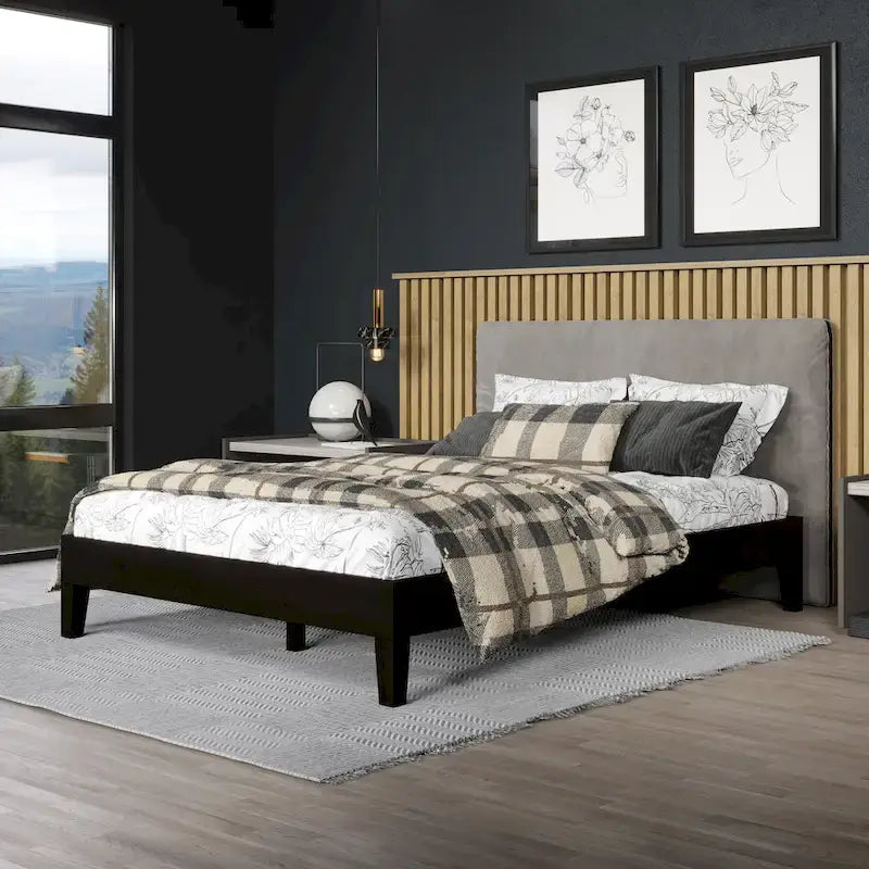 Minimalistisches Plattformbettgestell aus Holz, Größe Twin, niedriges Profil, ohne Kopfteil