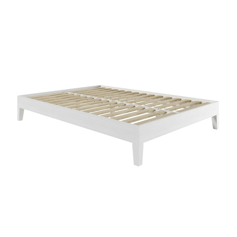 Minimalistisches Plattformbettgestell aus Holz, Größe Twin, niedriges Profil, ohne Kopfteil