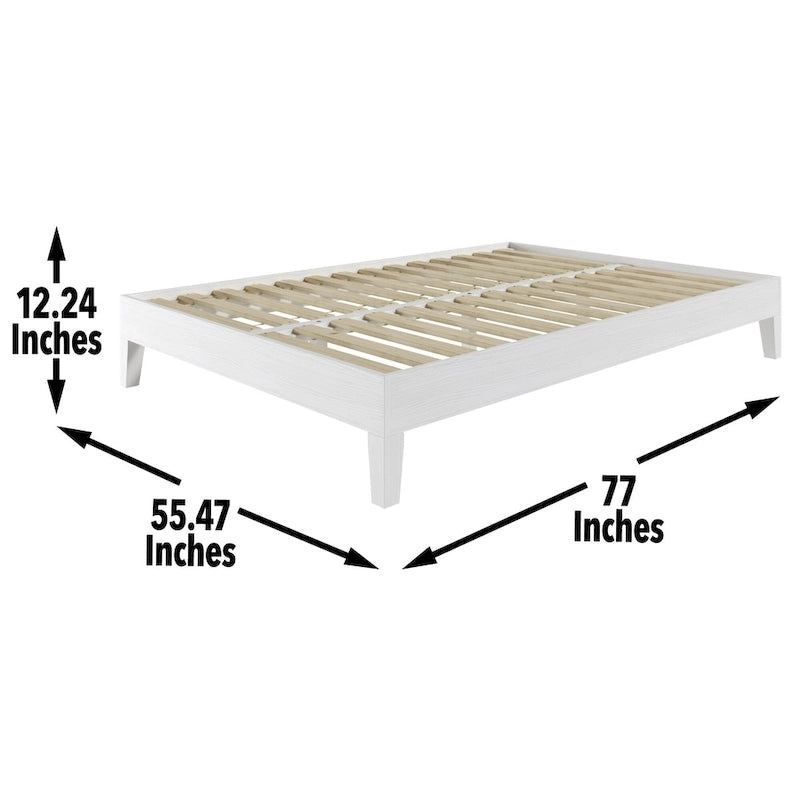 Minimalistisches Plattformbettgestell aus Holz, Größe Twin, niedriges Profil, ohne Kopfteil