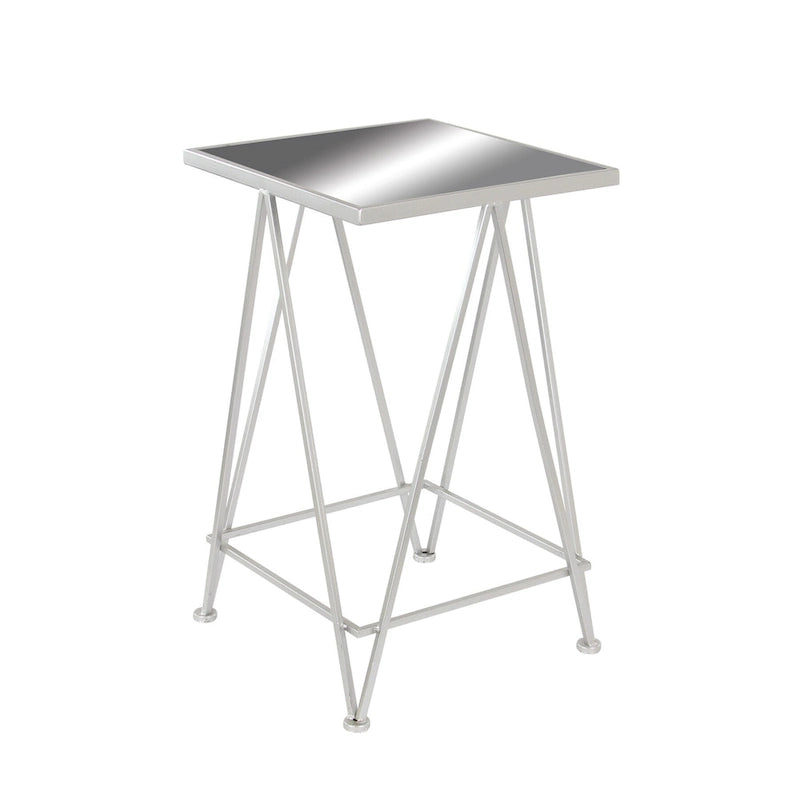 Moderner Akzenttisch aus Metall in Gold, Silber oder Schwarz mit Spiegelglasplatte (2er-Set) - 15 x 15 x 25