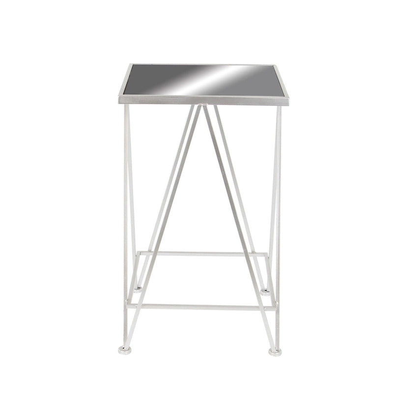Moderner Akzenttisch aus Metall in Gold, Silber oder Schwarz mit Spiegelglasplatte (2er-Set) - 15 x 15 x 25