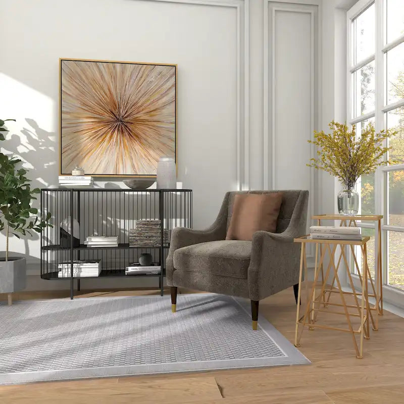 Moderner Akzenttisch aus Metall in Gold, Silber oder Schwarz mit Spiegelglasplatte (2er-Set) - 15 x 15 x 25