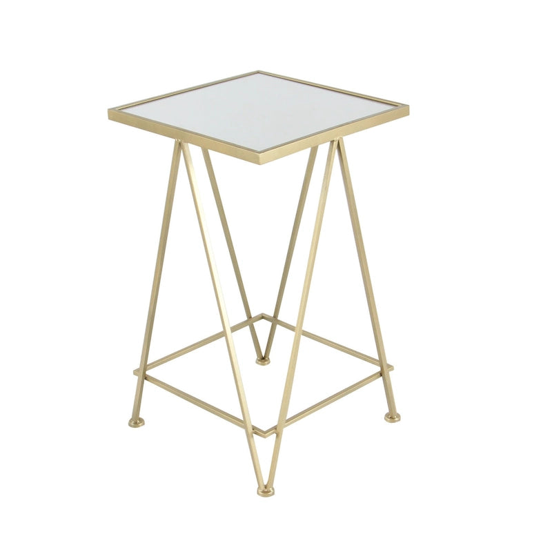 Moderner Akzenttisch aus Metall in Gold, Silber oder Schwarz mit Spiegelglasplatte (2er-Set) - 15 x 15 x 25