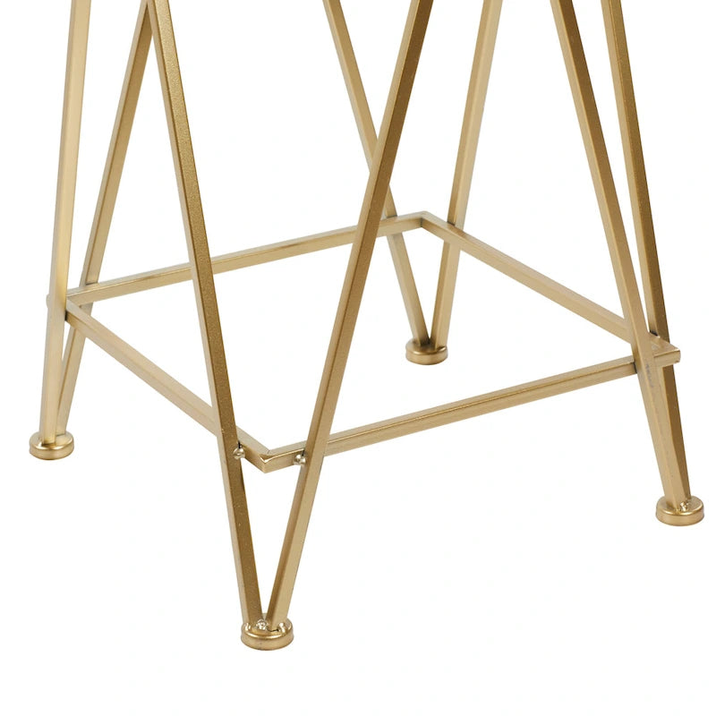 Moderner Akzenttisch aus Metall in Gold, Silber oder Schwarz mit Spiegelglasplatte (2er-Set) - 15 x 15 x 25