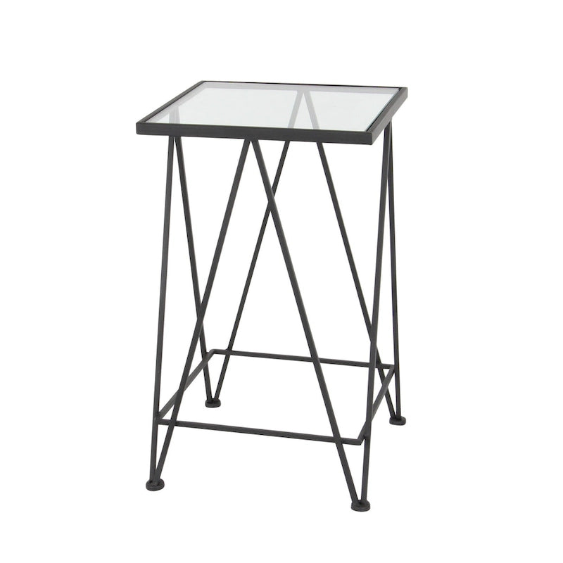 Moderner Akzenttisch aus Metall in Gold, Silber oder Schwarz mit Spiegelglasplatte (2er-Set) - 15 x 15 x 25