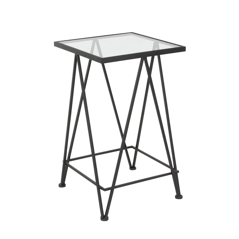Moderner Akzenttisch aus Metall in Gold, Silber oder Schwarz mit Spiegelglasplatte (2er-Set) - 15 x 15 x 25